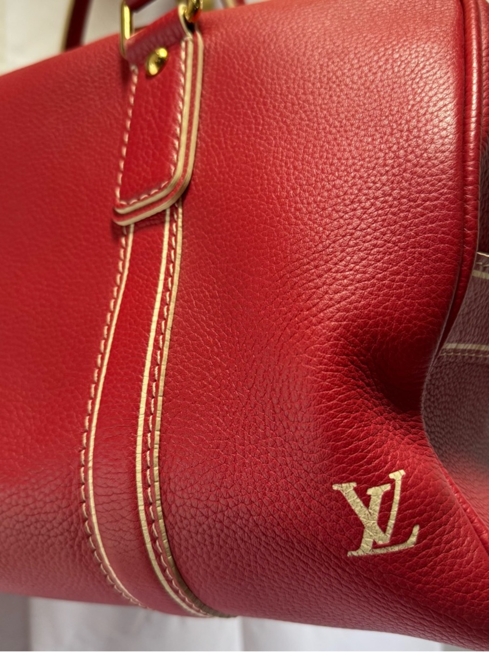Louis Vuitton Red Leather Satchel Handbag - Designer Style - Picture 5 of 10